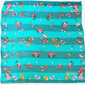 Jones New York Turquoise Floral Butterfly Square Scarf Spring Summer